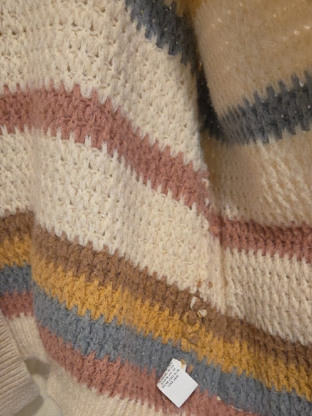 Altar'd State Cream Open-Front Striped Chunky Cardigan - Picture 6 of 10